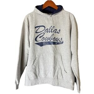 Vintage Dallas Cowboys Hoodie Size Large‎ Pullover Sweater Grey Blue Minor Flaw